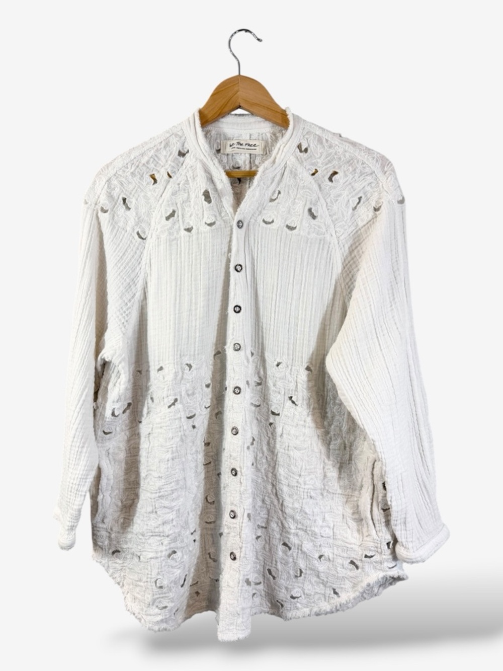 We the Free Summer Daydream Cutwork Top Size S White Gauze Cotton Boho Cottage - Picture 2 of 13